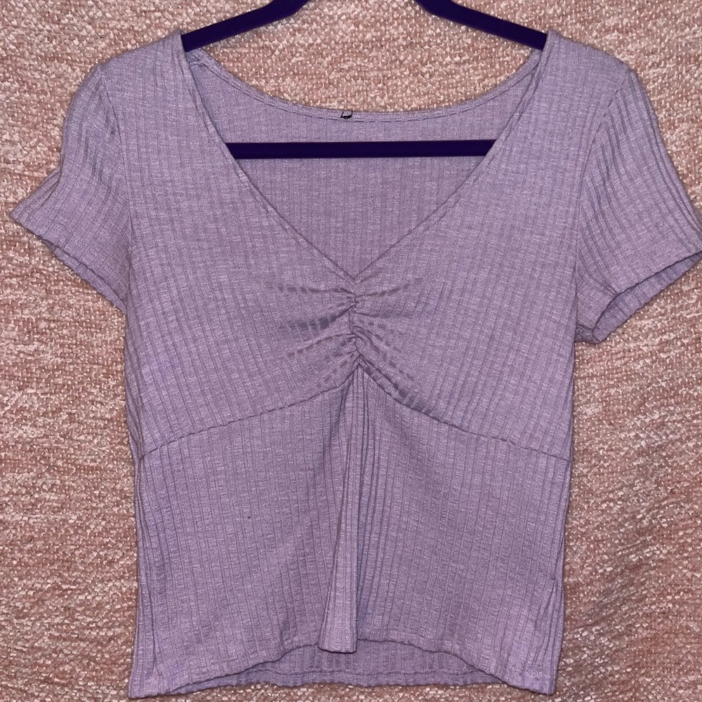 Ribbed purple crop tee
